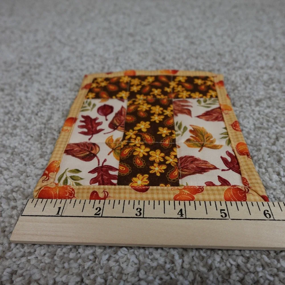 Handmade Quilted Fall Mug Rugs Set of 2 Autumn Leaves Acorn Cotton Coasters